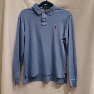 Men's light blue long sleeve Polo shirt